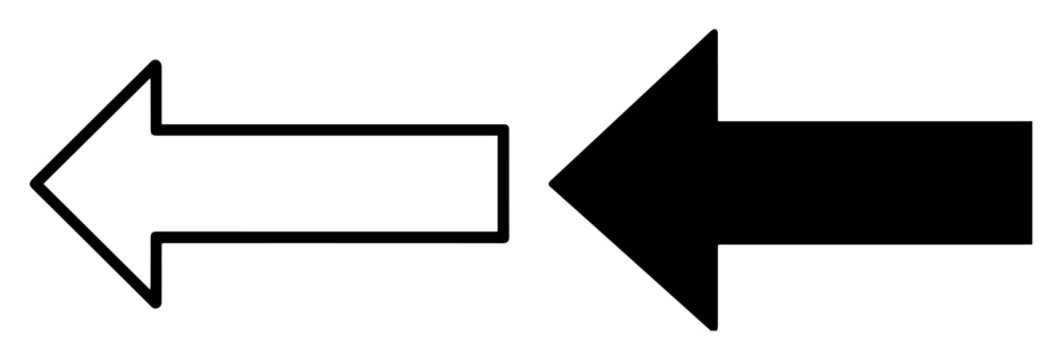 left arrow icon outline filled vector