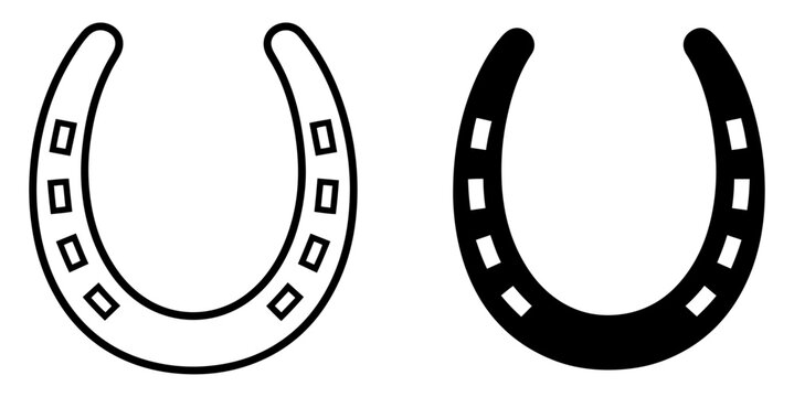 horseshoe luck icon outline filled vector