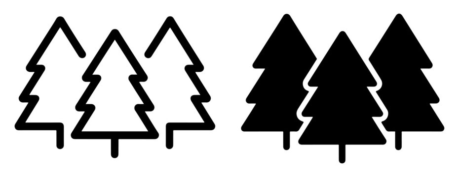 fir tree forest icon outline filled vector