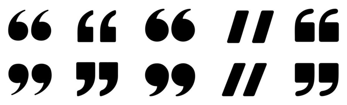 quotation mark icon set transparent collection