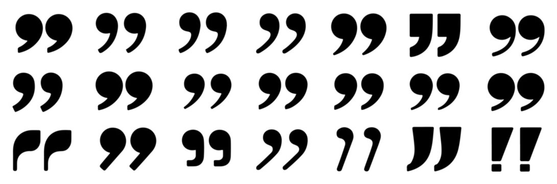 black quotation mark icon set collection