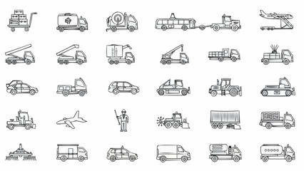 A comprehensive collection of various transportation vehicles in a doodle style. © Galy Ariyandy