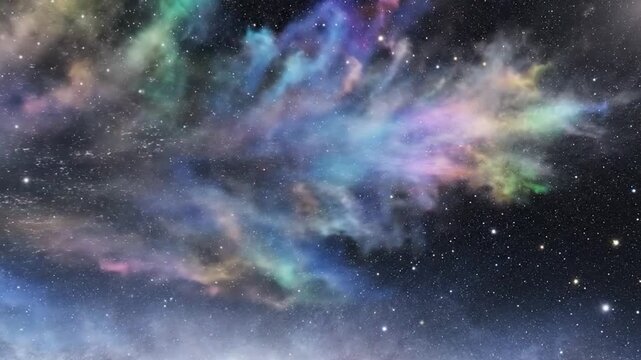 Cosmic ballet of a vibrant nebula, a celestial spectacle reminiscent of a comet's ethereal glow streaking across the starry night sky, creating a breathtaking vista