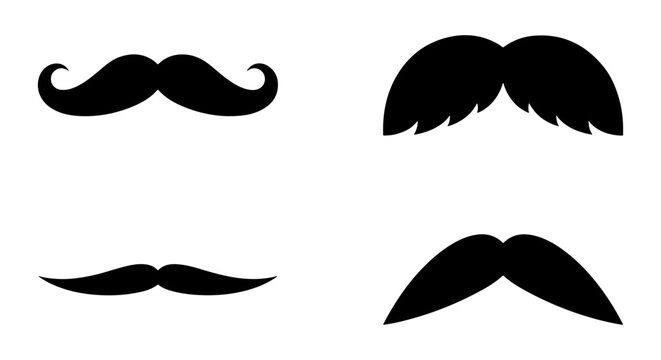 Collection of various black mustache and sideburn silhouettes