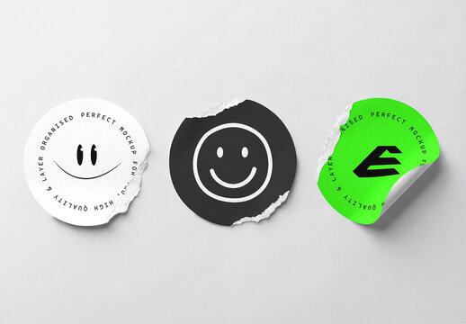 Round Paper Sticker Mockup