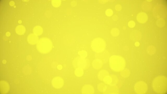 Sunlight bokeh particles floating slowly with tiny sparkling stars on a bright yellow gradient background