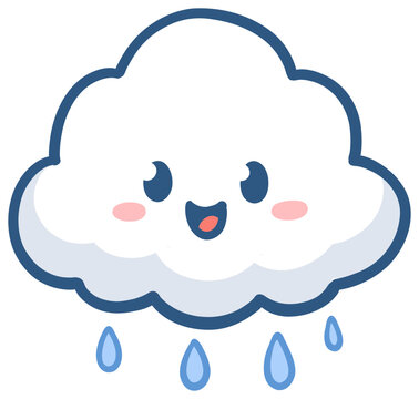 Cute Cloud with Falling Raindrops