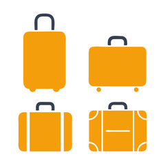 Fototapeta premium Minimal travel suitcase icon with simple body and handle. Clean flat SVG design ideal for travel, tourism, luggage, and vacation-related graphics.