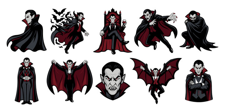 Set of Dracula Vampire Illustrations