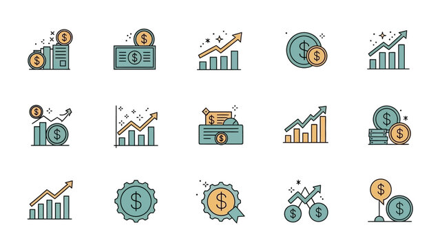 Business finance economy icons set.