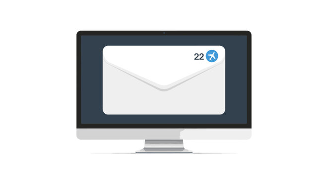 Computer monitor with email notification screen.