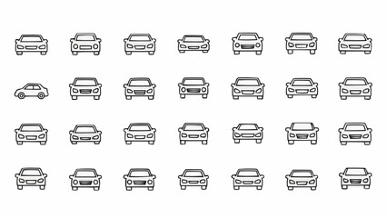 Collection of various car models in outline style, showcasing diverse vehicle designs. © Samsudin