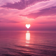 Fototapeta premium a minimalist romantic seascape at sunset