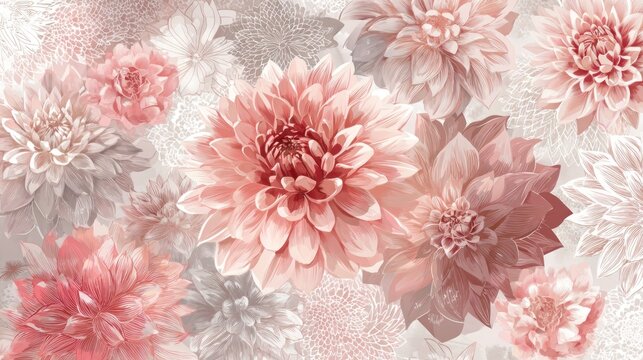 Decorative arrangement showcases large floral blossoms in muted blush and beige tones