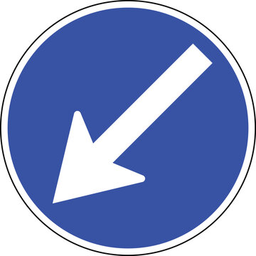 Pass on Left Blue Circle Road Sign Portugal Vector