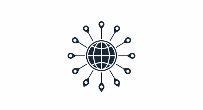 Globe with connected location pins.