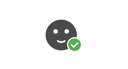 Fototapeta premium Smiling Face Emoticon with Check Mark.
