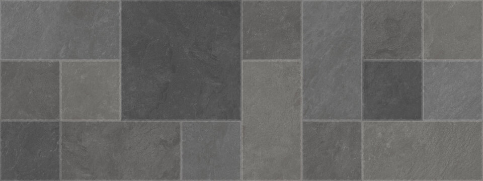 Dark grey slate floor tiles texture, natural stone paving blocks background, charcoal granite masonry wall surface for interior design