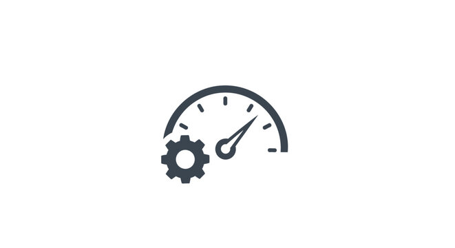 Speedometer gauge with gear icon.