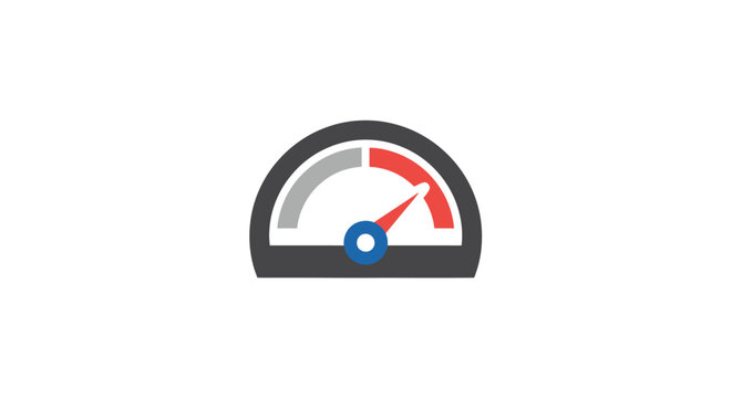 Speedometer gauge with red needle.