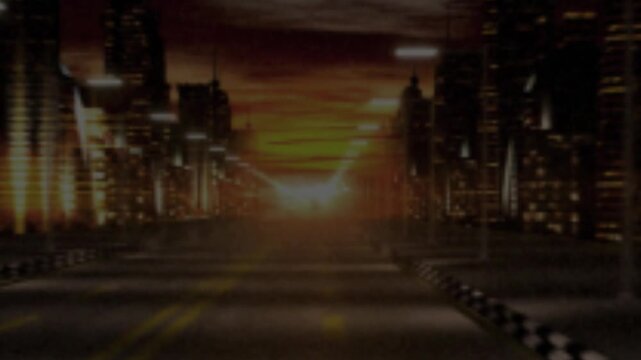 night city in the city motion graphics clip template with colorful lights animation. HD resolution with hyper realistic 4K black Background.