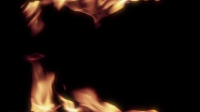 fire in the fireplace motion graphics clip template with colorful lights animation. HD resolution with hyper realistic 4K black Background.