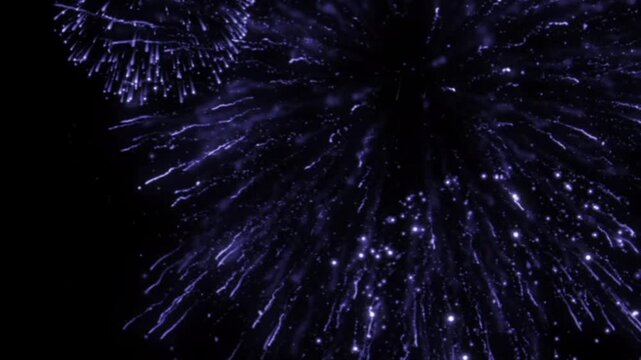 fireworks on black background motion graphics clip template with colorful lights animation. HD resolution with hyper realistic 4K black Background.