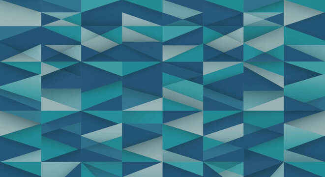 Abstract Geometric Pattern of Blue and Teal Triangles with Layered Effect