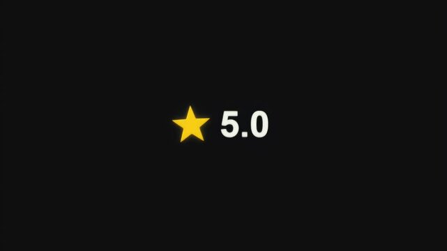 Five star rating icon with numerical value five point zero representing high quality service and customer satisfaction.
