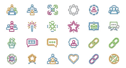 Obraz premium Multicolored icons on white background.