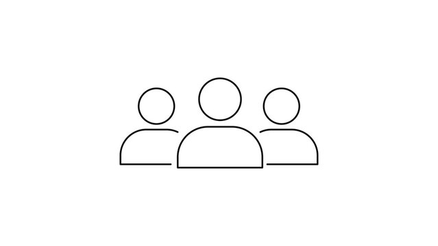Buyer Personas Minimalist Black Line Vector Icon of Three People Representing a Team or Audience, Featuring an Editable Stroke for Easy Customization on a Clean White Background for Business.