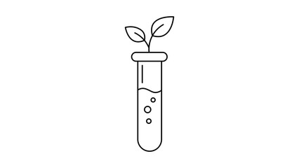 Growth Hacking and Biotechnology Minimalist Black Line Vector Icon Illustration of a Plant Growing in a Science Test Tube with Editable Stroke for Research, Innovation, and Sustainable Development. © Ali