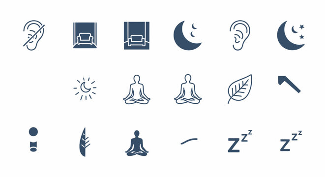 Sleep and rest icons set collection.