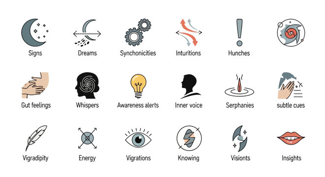 Symbols and icons for knowledge concepts.