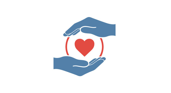 Hands holding a red heart symbol.