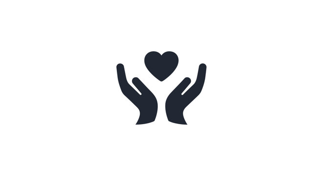 Hands holding a heart symbol.