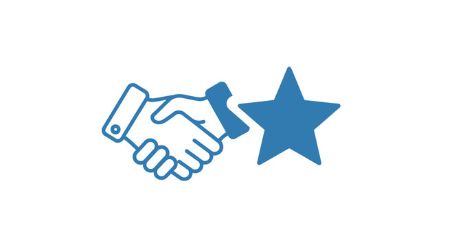 Handshake and Star Icon Simple Illustration.