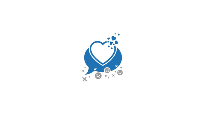 Heart Icon with Blue Speech Bubbles.