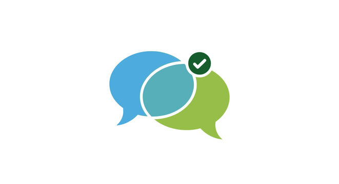 Speech bubbles with check mark.