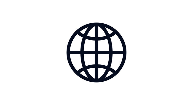 Black Globe Icon Earth Symbol.