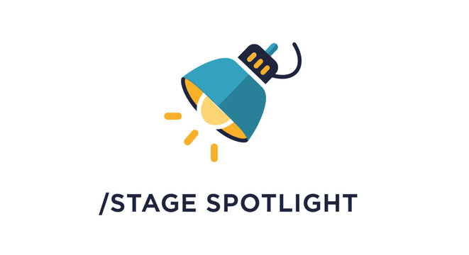 Stage spotlight shining bright light.