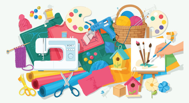 A colorful assortment of art and craft supplies