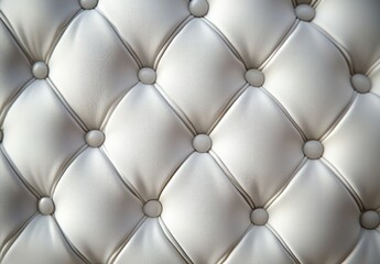 Fototapeta premium close-up of ivory tufted leather upholstery with buttoned diamond quilting and plush padded texture conveying luxurious, cozy elegance