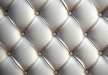 Fototapeta premium close-up of cream button-tufted leather upholstery with diamond pattern conveying luxury and comfort