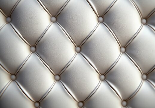 close-up of cream button-tufted leather upholstery with diamond pattern conveying luxury and comfort