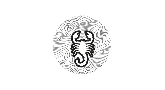 Scorpio Zodiac Sign Symbol with Abstract Circular Pattern