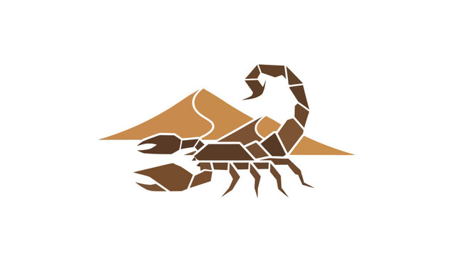 Scorpion Silhouette with Desert Dunes and Mountains