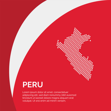 Flag and Map of Peru. Dotted map of the country and a rainbow-shaped flag design.