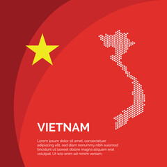 Obraz premium Flag and Map of Vietnam. Dotted map of the country and a rainbow-shaped flag design.