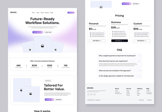 Website Wireframe Template for Agency UI UX Design Landing Page